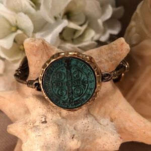 Green “coin” station bangle
